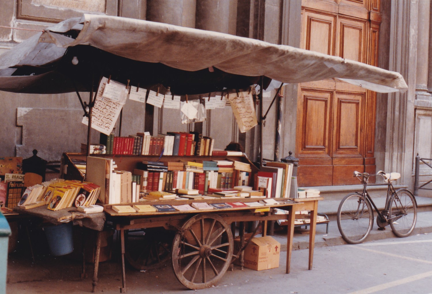Old Book Cart in Florence, Italy Bookstore Memories